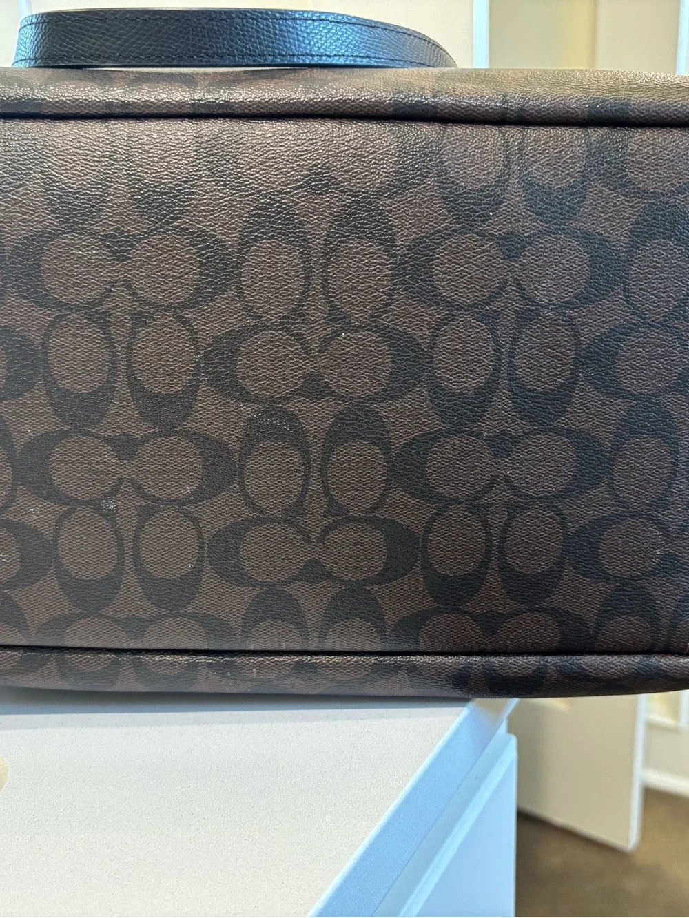 Coach Large Multi-Pocket Tote | Brown Signature Coated Canvas | Gold Hardware
